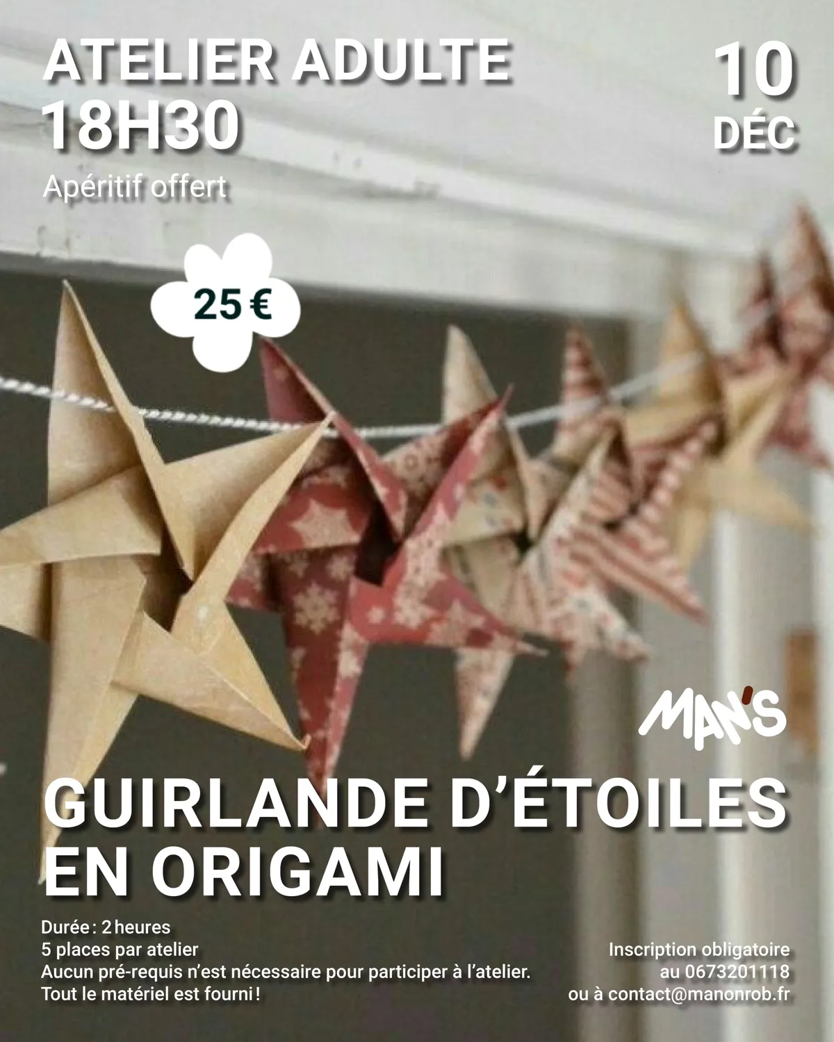Affiche de Atelier « Guirlande d’étoiles en origami » à Saint-Laurent-en-Grandvaux (39) — Sorties dans le Jura
