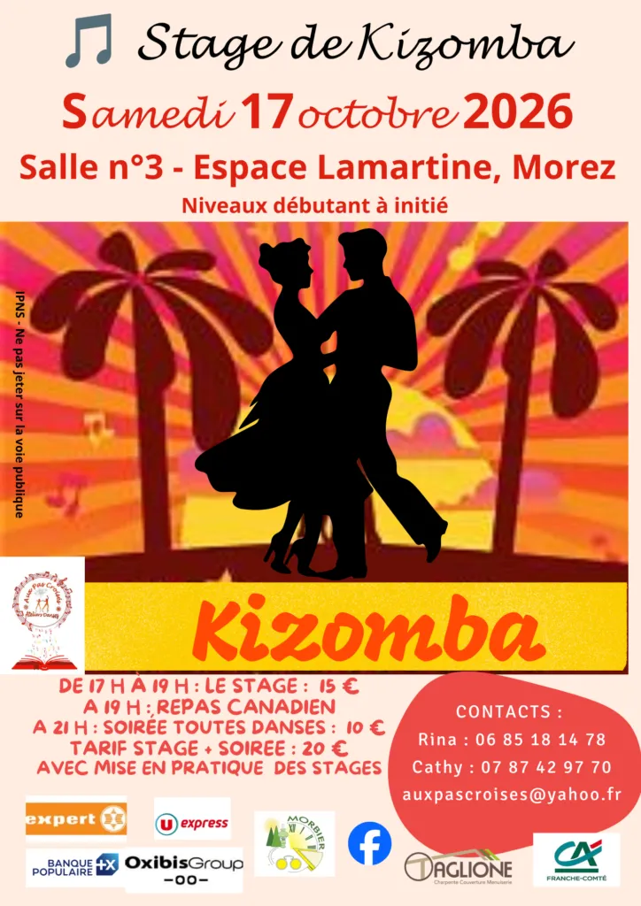 Poster for Kizomba workshop in Hauts de Bienne (39) — Things to do in the Jura