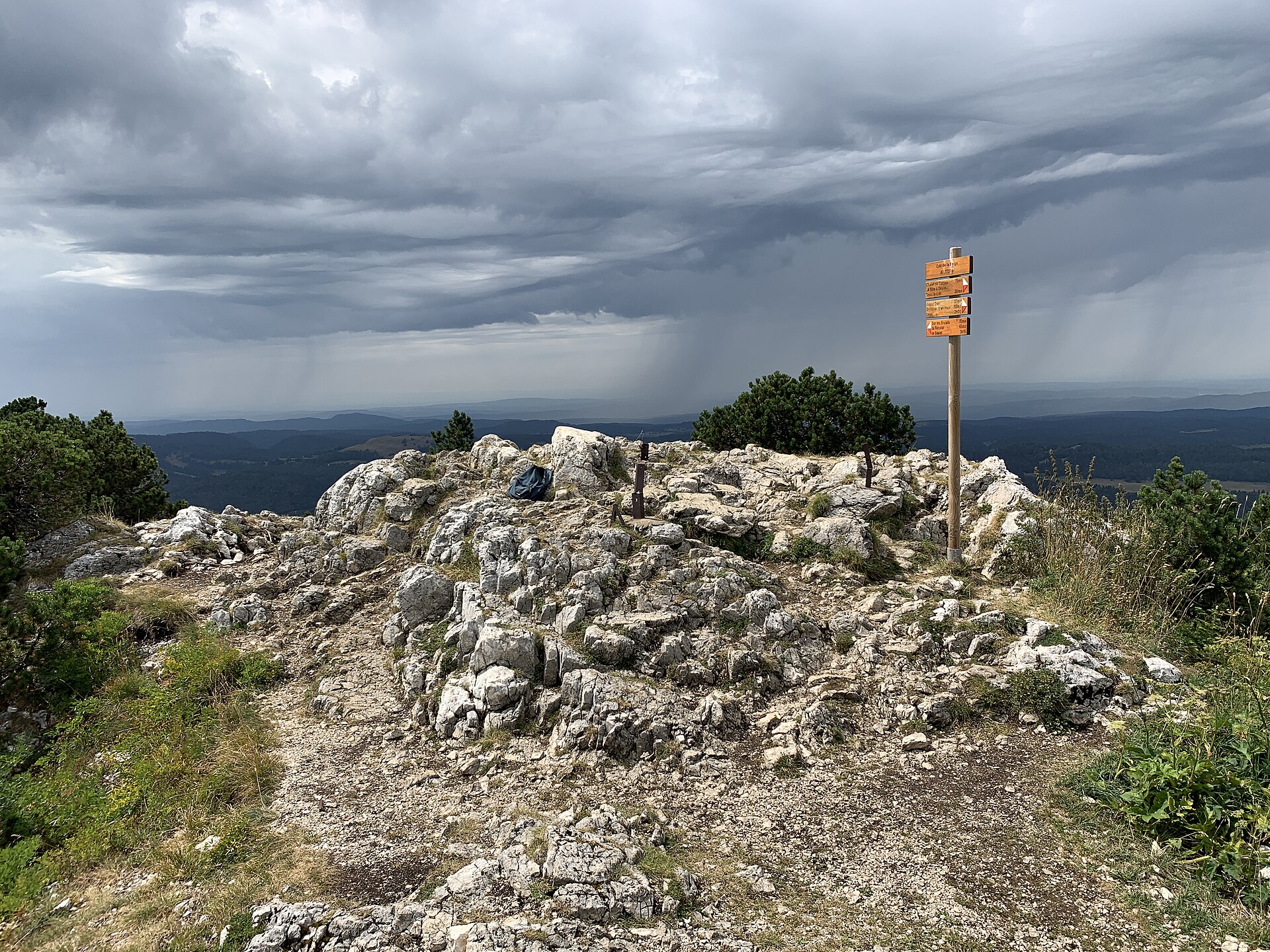 The summit of Crêt de la Neige, the highest point in the Jura mountains