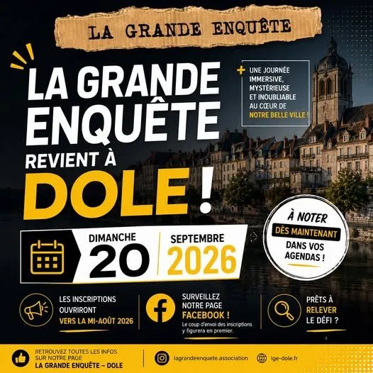 Affiche de La grande Enquête : jeu immersif à Dole à Dole (39) — Sorties dans le Jura