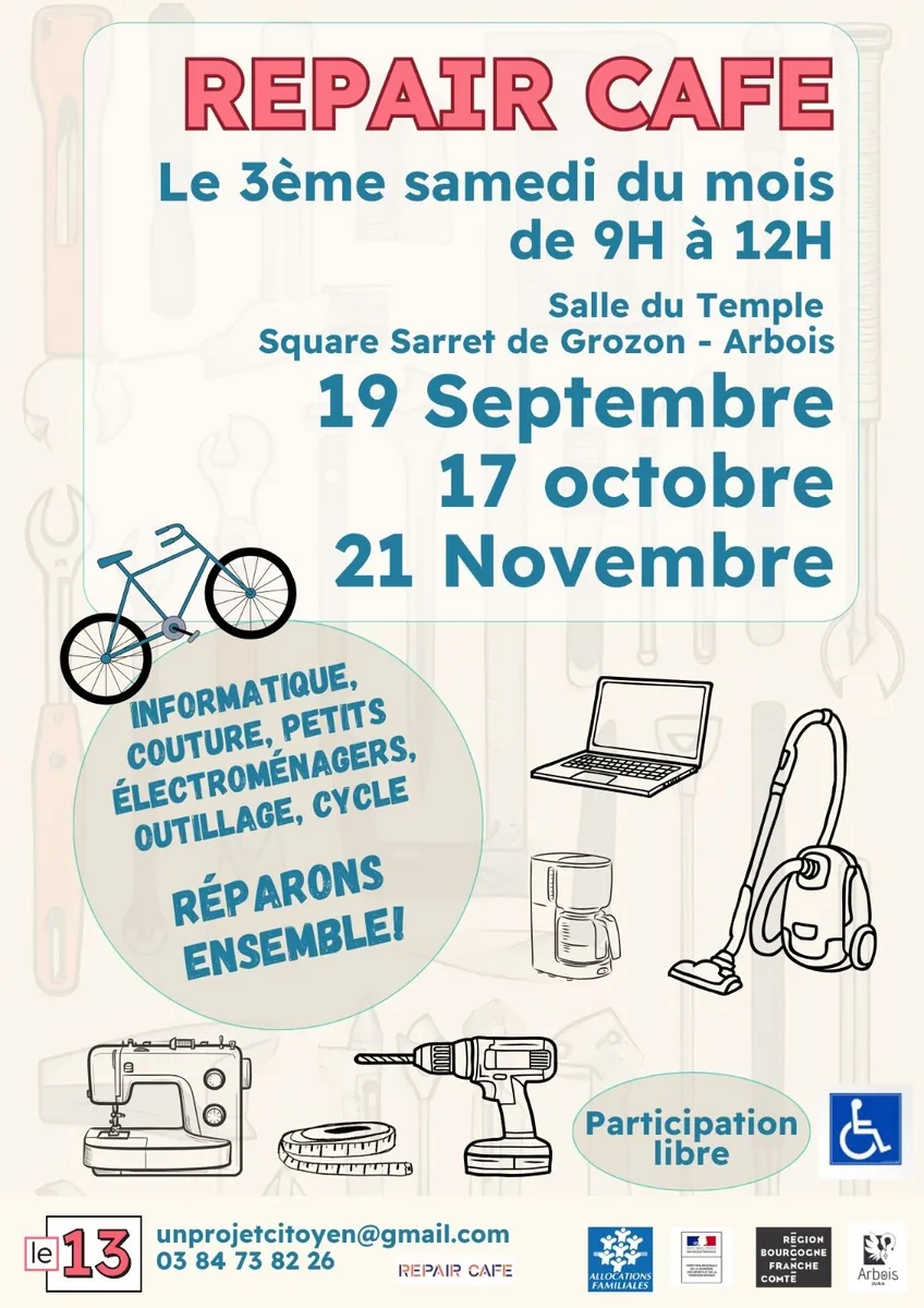 Affiche : Repair Café Arbois — 17 octobre