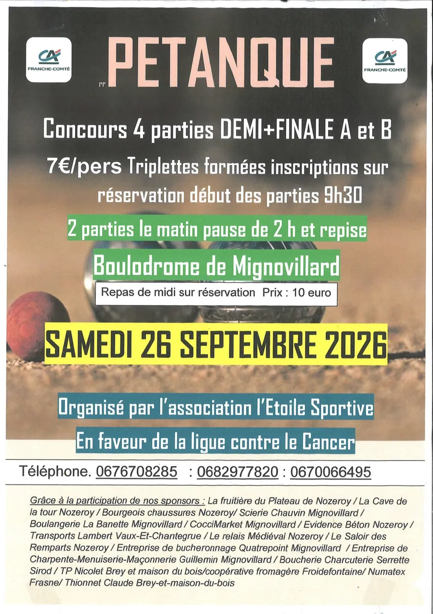 Affiche de Pétanque à Mignovillard (39) — Sorties dans le Jura