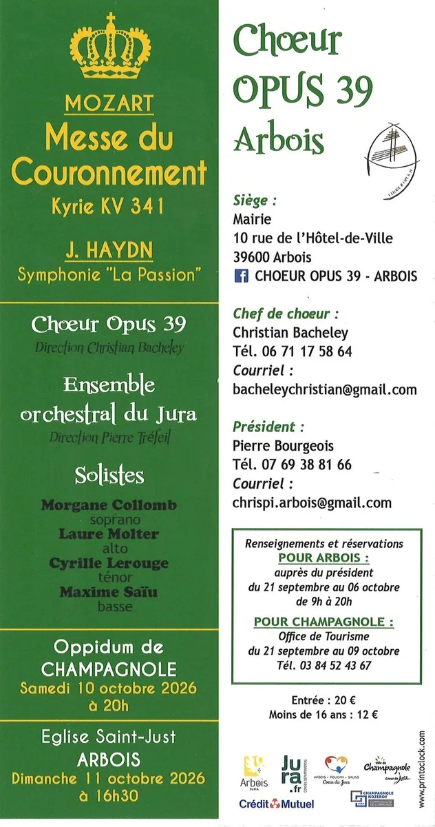 Affiche : Concert classique : Messe du Couronnement à Arbois