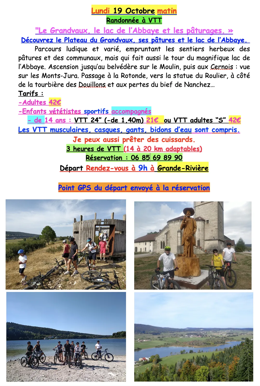 Affiche de Rando VTT : le Grandvaux, le lac de l’Abbaye et les pâturages. à Grande-Riviere-Chateau (39) — Sorties dans le Jura