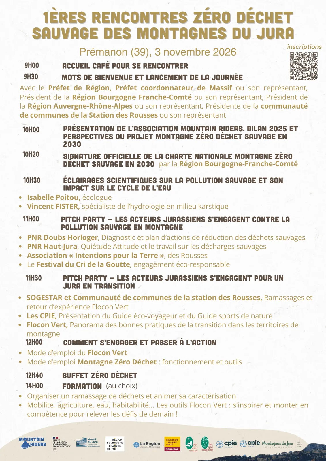 Affiche de 1ères Rencontres Zéro Déchet Sauvage des Montagnes du Jura à Premanon (39) — Sorties dans le Jura