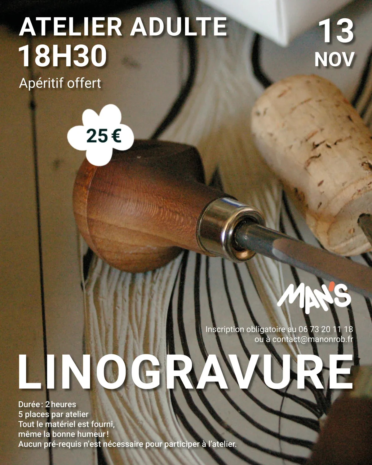 Affiche de Atelier adulte « linogravure » à Saint-Laurent-en-Grandvaux (39) — Sorties dans le Jura