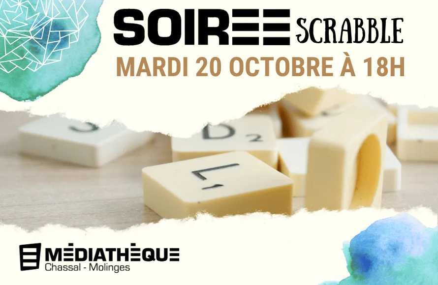Poster for Chassal-Molinges library: Scrabble evening in Chassal-Molinges (39) — Things to do in the Jura