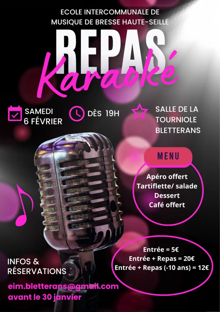 Poster for Karaoke Meal in Bletterans (39) — Things to do in the Jura