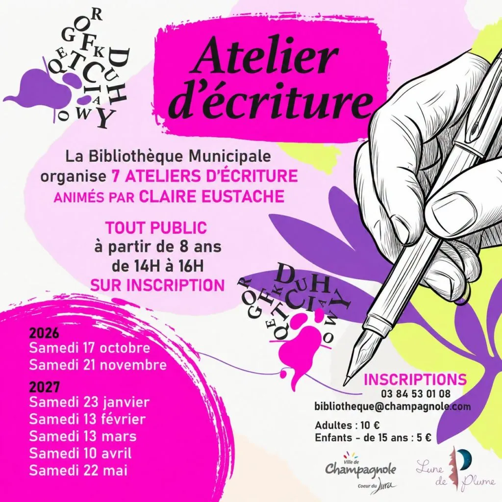 Poster for Writing Workshop in Champagnole (39) — Things to do in the Jura