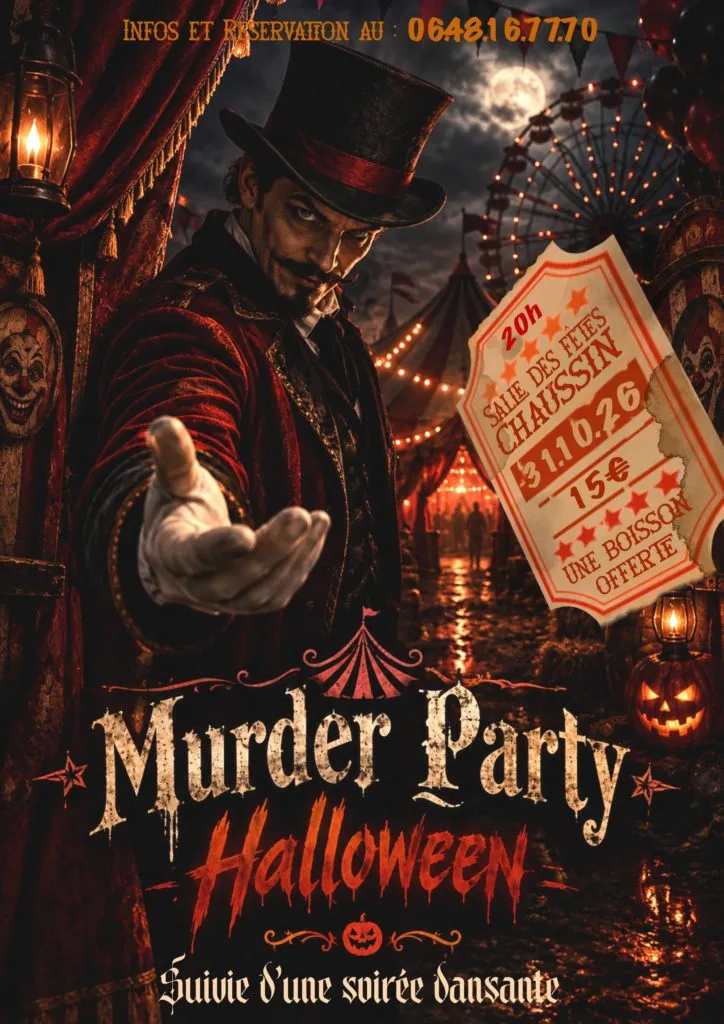 Poster for Murder Mystery Party in Chaussin (39) — Things to do in the Jura