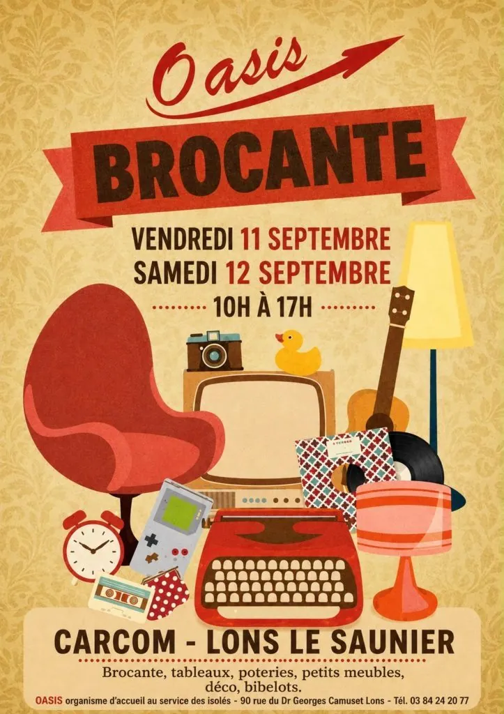 Affiche de Brocante de l’Oasis à Lons-le-Saunier à Lons-le-Saunier (39) — Sorties dans le Jura