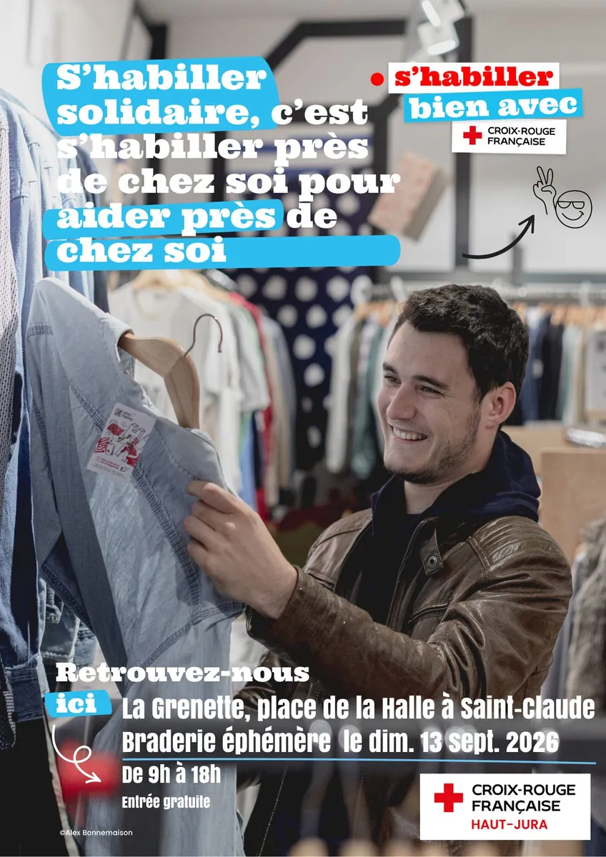 Affiche de Braderie éphémère solidaire à Saint-Claude à Saint-Claude (39) — Sorties dans le Jura