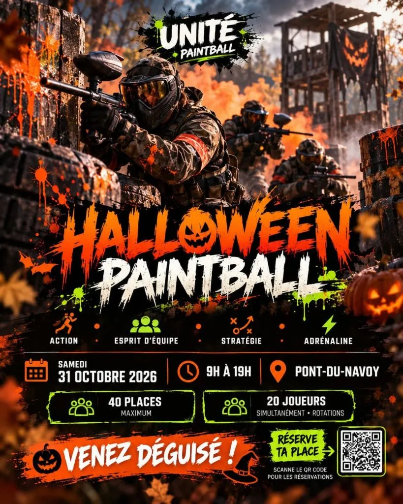 Poster for Halloween Paintball in Pont-du-Navoy (39) — Things to do in the Jura
