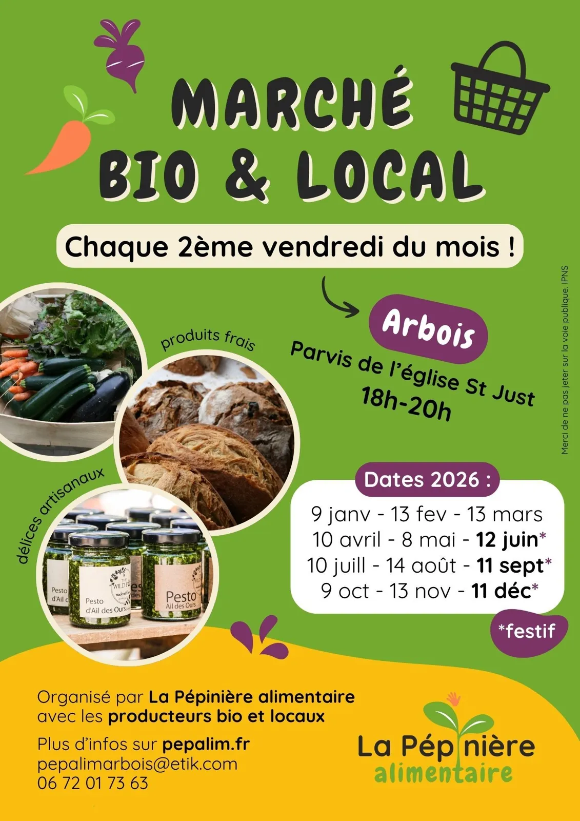 Affiche de Marché de producteurs bio à Arbois (39) — Sorties dans le Jura